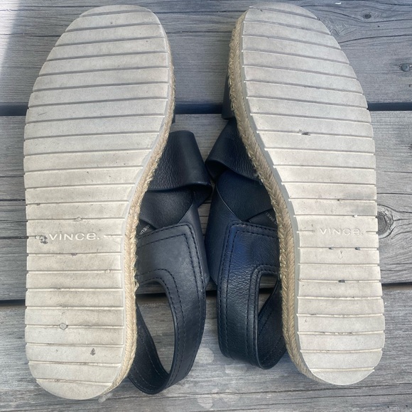 Vince Leather Espadrilles Size 9 Black - EUC- gorgeous and comfy - Picture 8 of 12